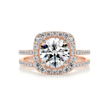 2 CT Round Cut Halo & Pave Lab-Grown Diamond Bridal Set