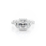 2 CT Asscher Cut Halo & Vintage Pave Lab-Grown Diamond Engagement Ring