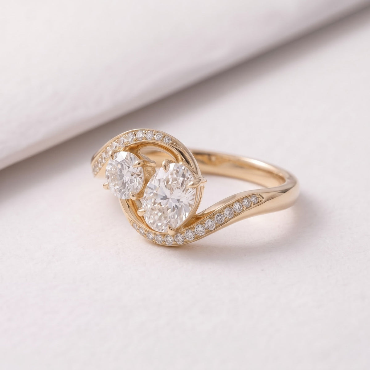 2 CT Pear Cut Curved Lab-Grown Diamond Engagement Ring