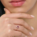 1 CT Oval Cut Cluster Shaped July-Ruby Birthstone Engagement Ring