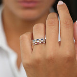 0.6 TCW Round & Baguette Shaped July-Ruby Birthstone Wedding Band