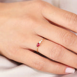 1 CT Pear Cut Three Stone Shaped July-Ruby Birthstone Engagement Ring