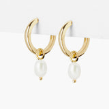 June-Pearl Birthstone Hoop Earrings