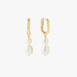 June-Pearl Birthstone Hoop Earrings
