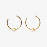June-Pearl Birthstone Hoop Earrings