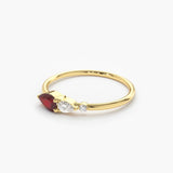 1 CT Pear Cut Three Stone Shaped July-Ruby Birthstone Engagement Ring