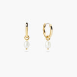 June-Pearl Birthstone Hoop Earrings