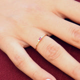 0.5 CT Oval Cut Three Stone July-Ruby Birthstone Engagement Ring