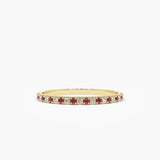 1 TCW Round Shaped July-Ruby Birthstone Wedding Band