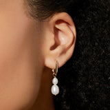 June-Pearl Birthstone Hoop Earrings