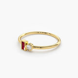 1.5 TCW Round & Baguette Cut Two Stone July-Ruby Birthstone Engagement Ring