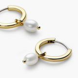 June-Pearl Birthstone Hoop Earrings