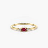 0.5 CT Oval Cut Three Stone July-Ruby Birthstone Engagement Ring