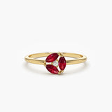 1.2 TCW Marquise & Round  Shaped January-Garnet Birthstone Wedding Band