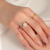 2 CT Radiant Cut Three Stone Twig Lab-Grown Diamond Engagement Ring