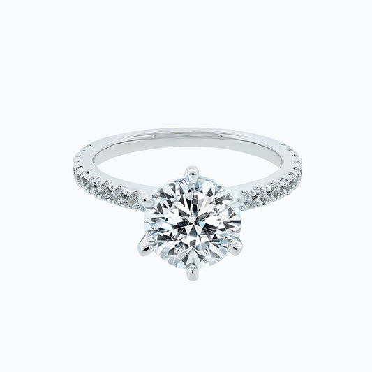 2.0 CT Round Shaped Moissanite Solitaire Pave Setting Engagement Ring