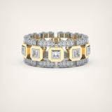 3.30 CT Two Tone Princess & Round Moissanite Diamond Band For Him