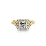 2 CT Princess Cut Halo & Vintage Pave Lab-Grown Diamond Engagement Ring