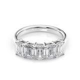 2.5 TCW Emerald Cut Lab-Grown Diamond Five Stone Wedding Band