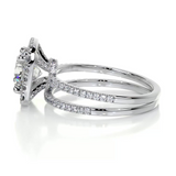 2 CT Round Cut Halo & Pave Lab-Grown Diamond Bridal Set