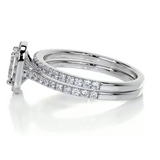 1 CT Radiant Cut Pave Lab-Grown Diamond Bridal Set