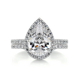 1.5 CT Pear Cut Halo & Pave Lab-Grown Diamond Bridal Set