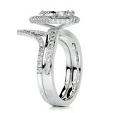 1.5 CT Pear Cut Halo & Pave Lab-Grown Diamond Bridal Set