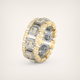 Princess & Round Moissanite Stones Two Tone Moissanite Wedding Band