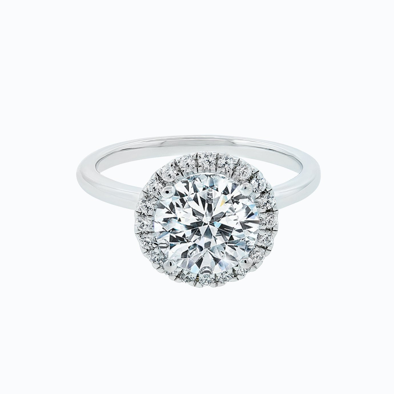 2.0 CT Round Shaped Moissanite Halo Engagement Ring