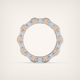 Princess & Round Moissanite Stones Two Tone Moissanite Wedding Band