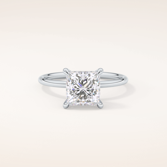 white Princess Cut Hidden Halo Lab-Grown Diamond Engagement Ring