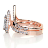 1.5 CT Pear Cut Halo & Pave Lab-Grown Diamond Bridal Set