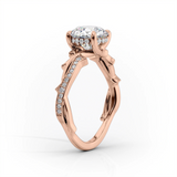 3 CT Oval Cut Pave Twig Lab-Grown Diamond Engagement Ring