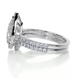 1.5 CT Pear Cut Halo & Pave Lab-Grown Diamond Bridal Set