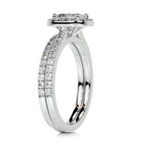 1 CT Radiant Cut Pave Lab-Grown Diamond Bridal Set