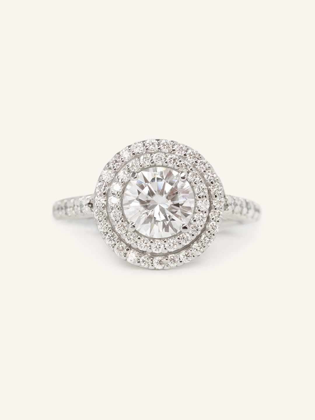 1 CT Round Cut Double Halo Lab-Grown Diamond Engagement Ring 1