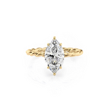 2 CT Marquise Cut Hidden Halo Twisted Shank Lab-Grown Diamond Engagement Ring