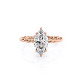 2 CT Marquise Cut Hidden Halo Twisted Shank Lab-Grown Diamond Engagement Ring