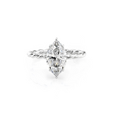 2 CT Marquise Cut Hidden Halo Twisted Shank Lab-Grown Diamond Engagement Ring