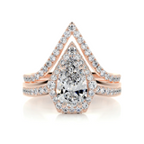 1.5 CT Pear Cut Halo & Pave Lab-Grown Diamond Bridal Set