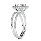 2 CT Round Cut Halo & Pave Lab-Grown Diamond Bridal Set