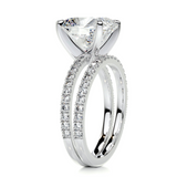 3 CT Cushion Cut Pave Lab-Grown Diamond Bridal Set