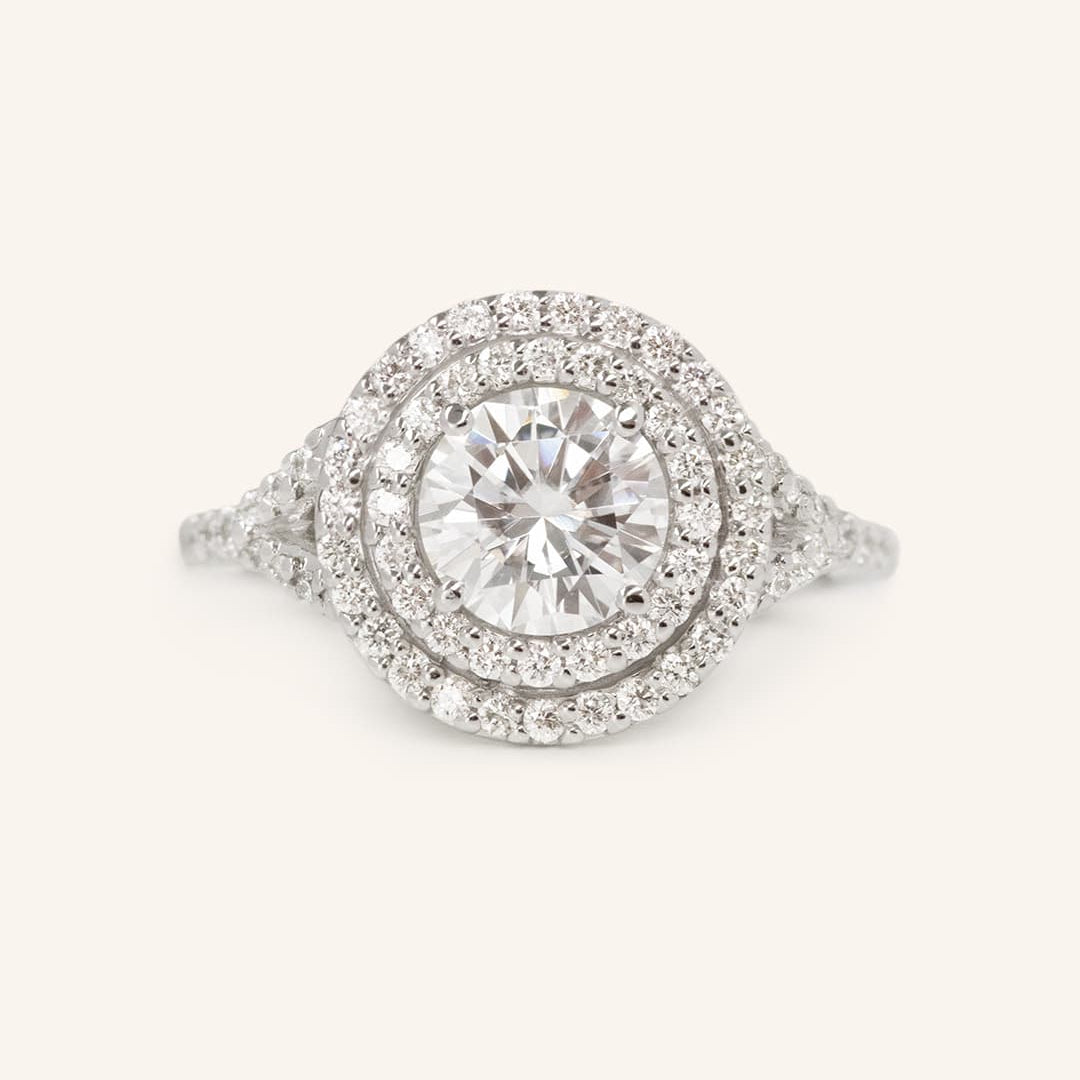 1 CT Round Cut Double Halo Lab-Grown Diamond Engagement Ring 1