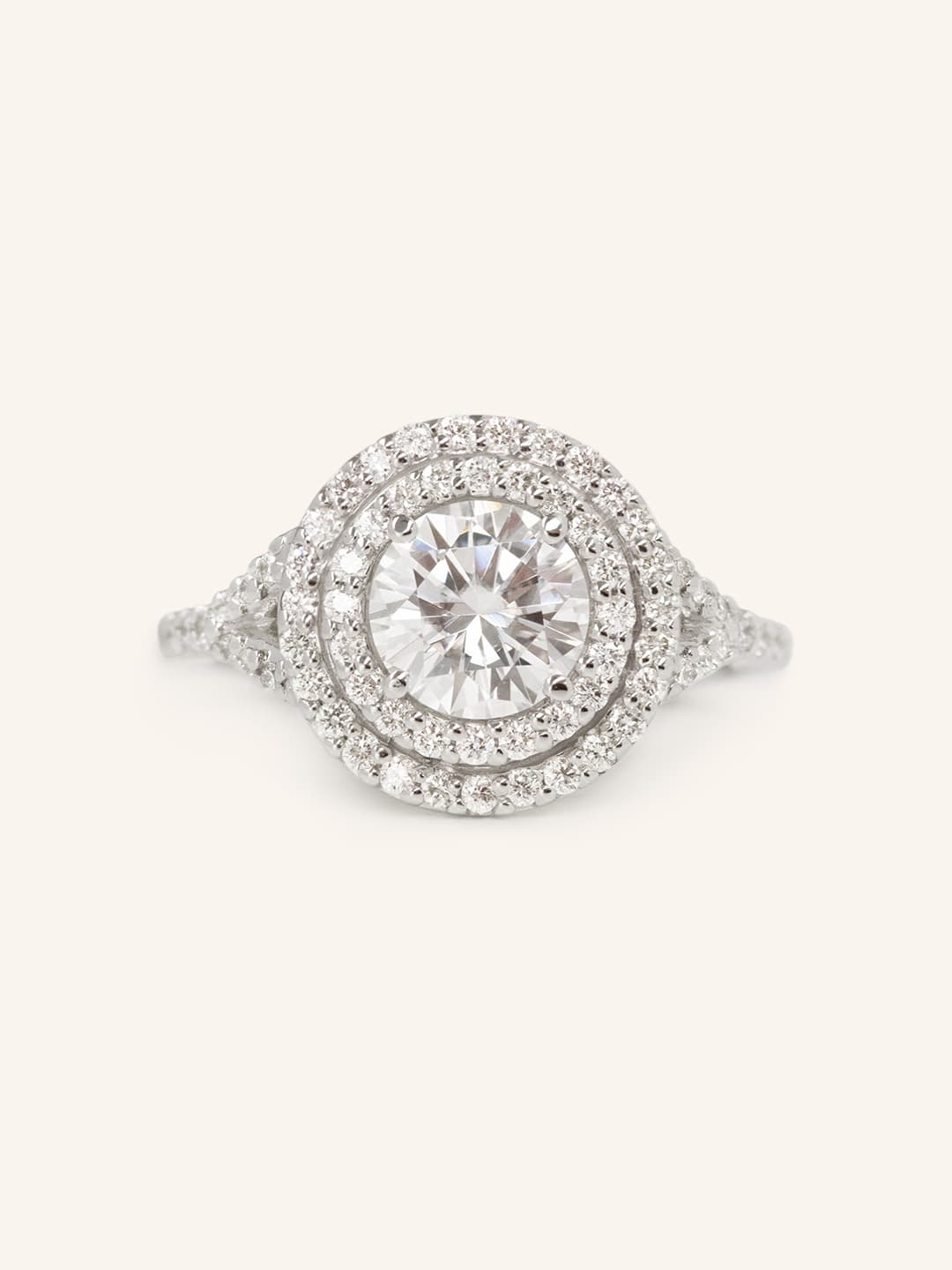 1 CT Round Cut Double Halo Lab-Grown Diamond Engagement Ring 1