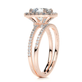 2 CT Round Cut Halo & Pave Lab-Grown Diamond Bridal Set