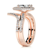 1.5 CT Pear Cut Halo & Pave Lab-Grown Diamond Bridal Set