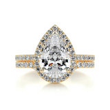 1.5 CT Pear Cut Halo & Pave Lab-Grown Diamond Bridal Set