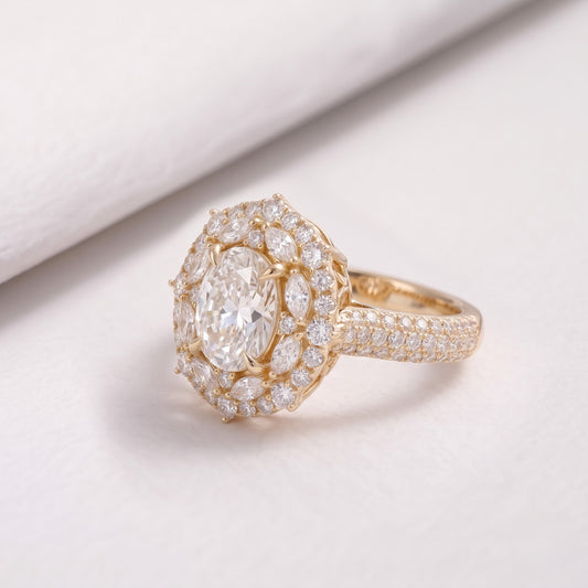 2 CT Pear Cut Curved Lab-Grown Diamond Engagement Ring
