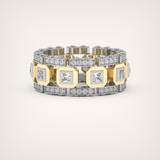 3.30 CT Two Tone Princess & Round Moissanite Diamond Band For Him