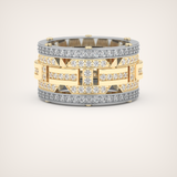 2.10 CT  Two Tone style Moissanite Diamond Men's Wedding Band